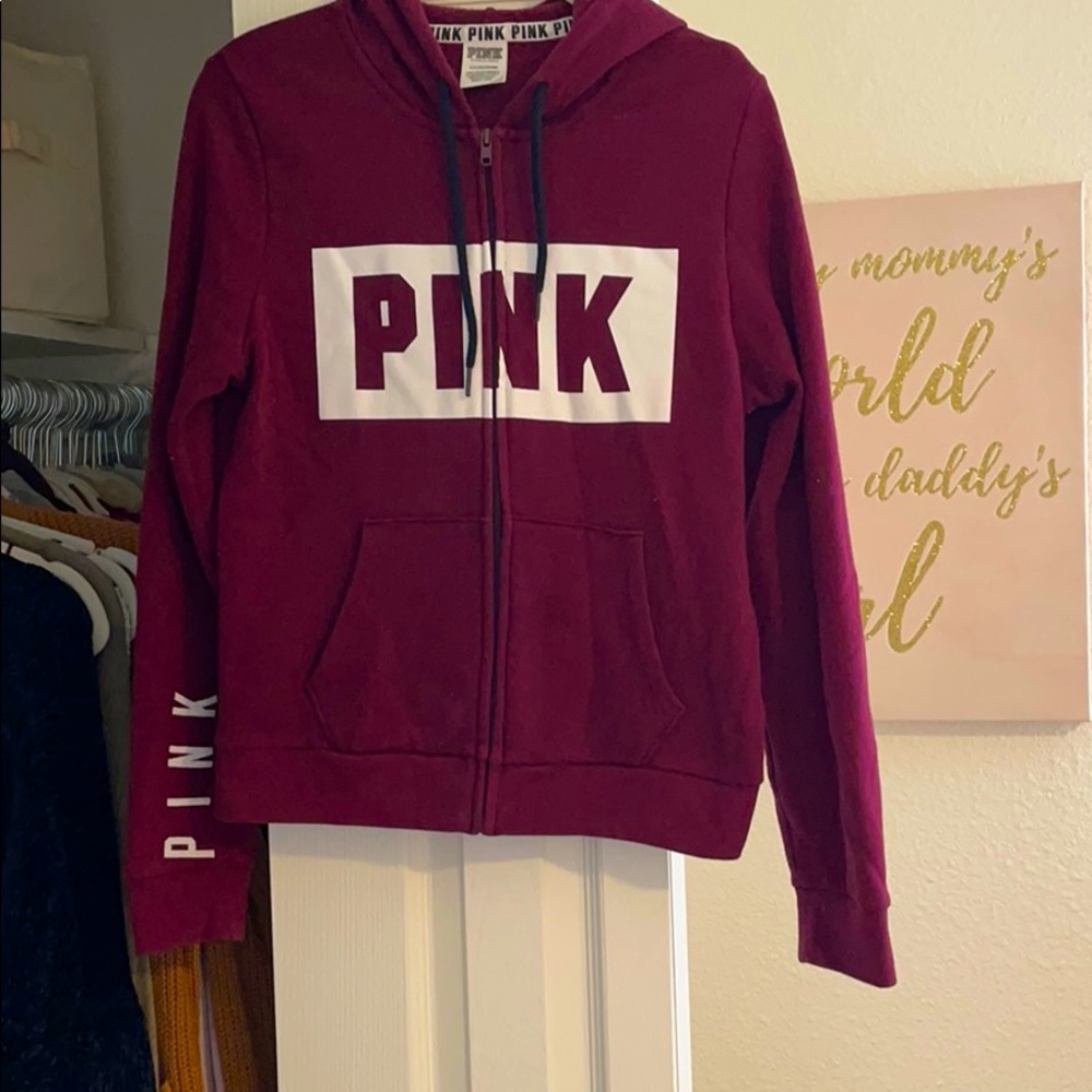 PINK Victoria’s Secret burgundy hoodie/zipup